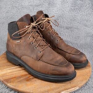 GEOX RESPIRA ‘AMPHIBIOX’ MENS BROWN NATURAL LEATHER BOOTS SIZE 45/12 $214
